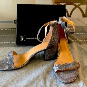 INC  Size 11 Silver stacked heels worn once